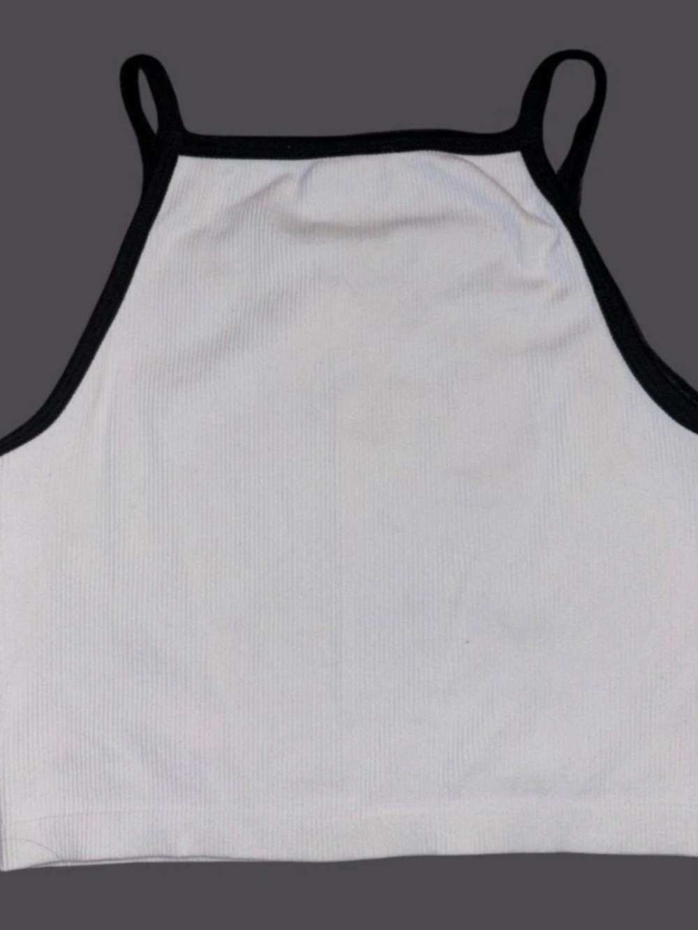 Wild Fable Ribbed Cropped Tank Top in White & Black Size Medium